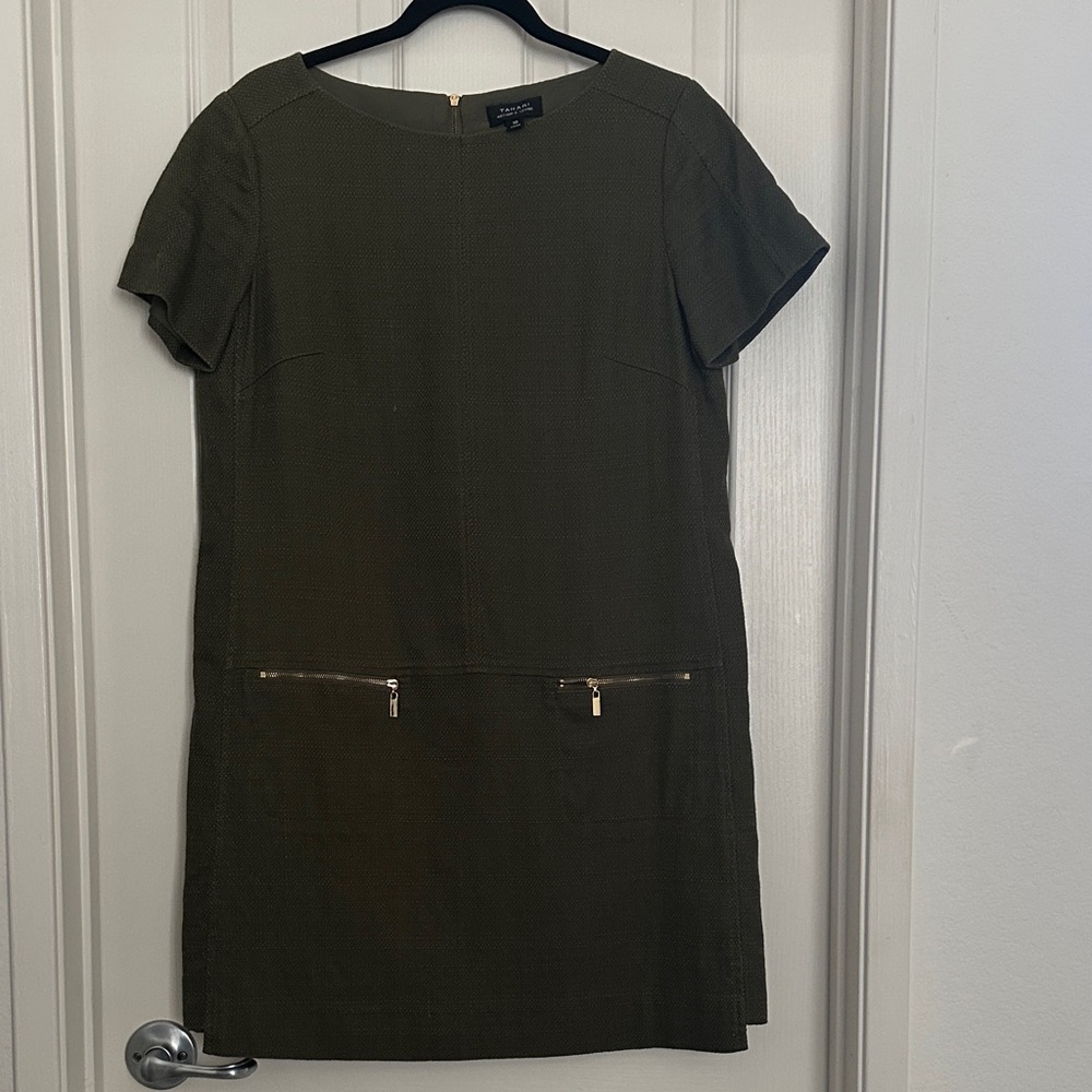 Banana Republic Olive Shift Dress with Front Zip Pockets